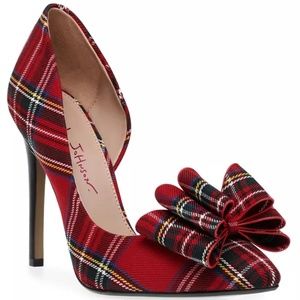 Women's Prince-P Bow Pumps - Red Plaid - SIZE 8